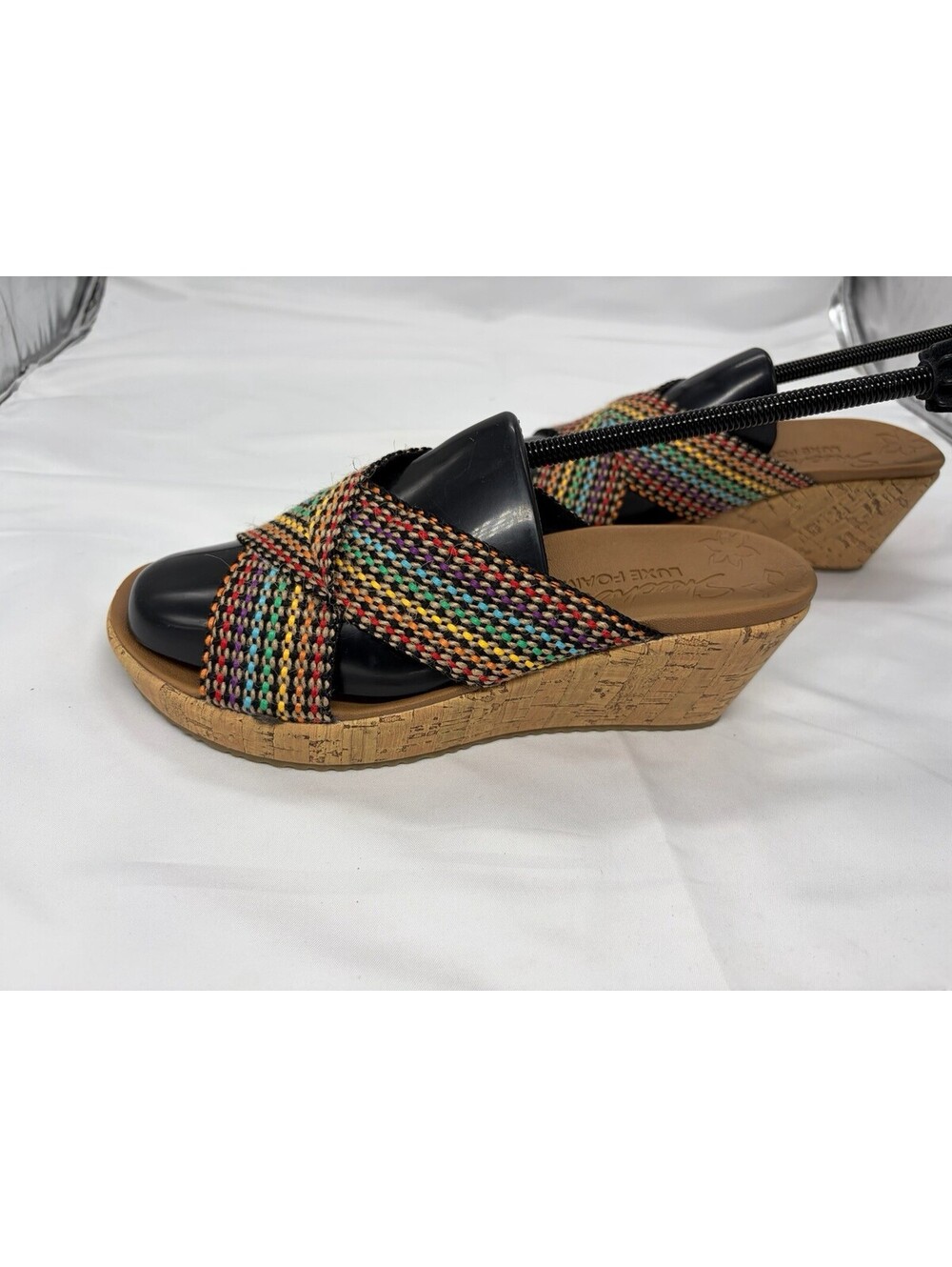 Skechers Luxe Foam Multi Color Woven Wedge Sandals 38554 Womens 7.5 - Picture 2 of 8
